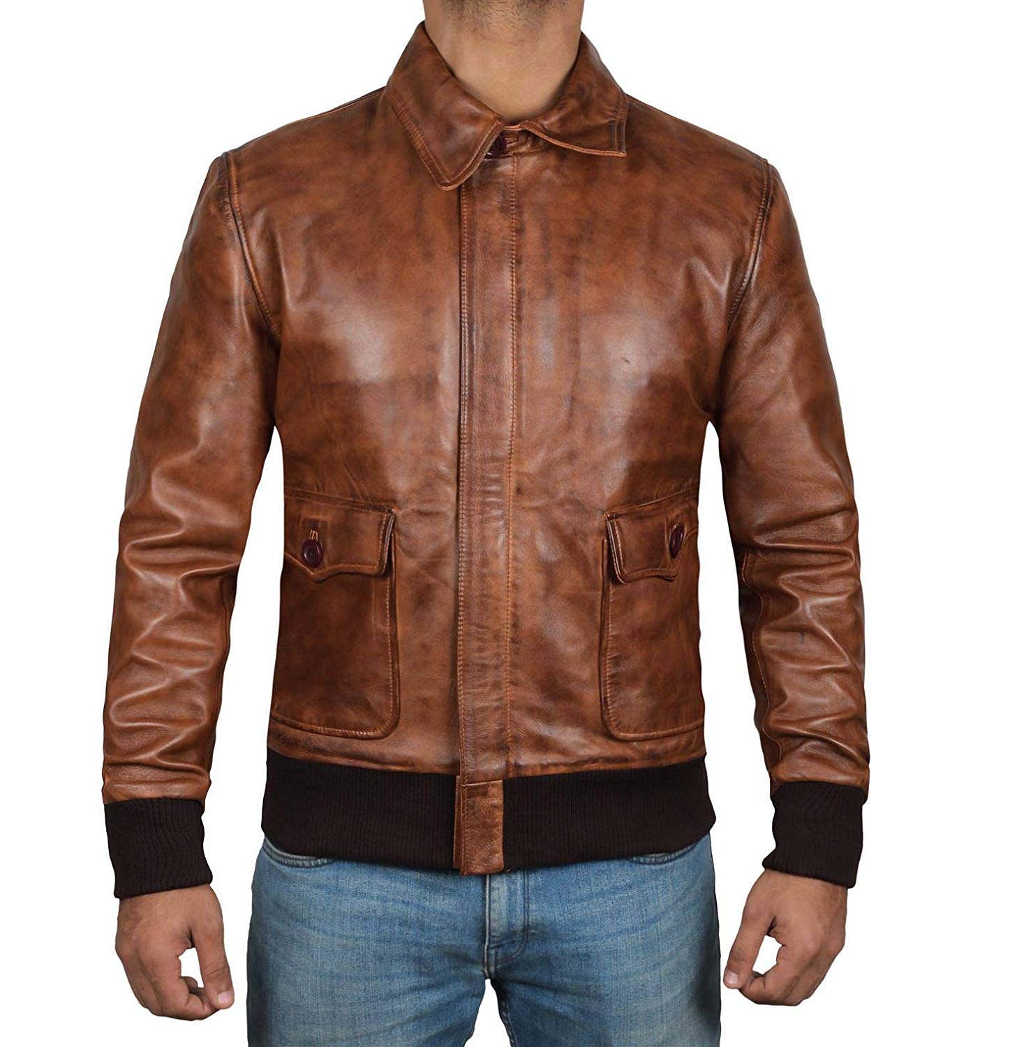 Woojo Mens Leather Biker Jacket WJ023 